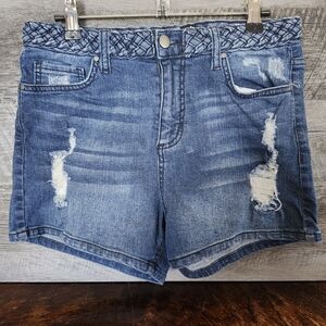 Harper Braider Waistband Denim High Waisted Distressed Shorts Sz 28